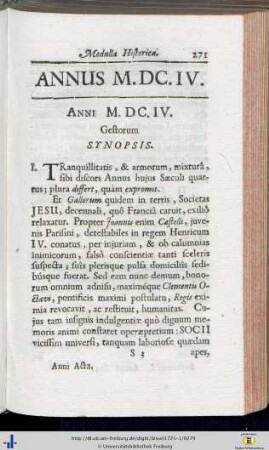 Gestorum Synopsis.