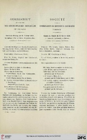 Vorstands-Sitzung am 10. Februar 1899 / Séance du Comité du 10 février 1899