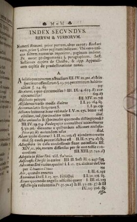 Index Secundus. Rerum & Verborum.