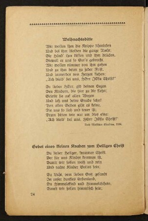 Gebet eines kleinen Knaben zum Heiligen Christ