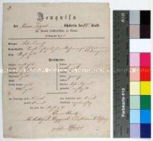 Zeugnis der Privattöchterschule zu Memel für die Schülerin Anna Zippel