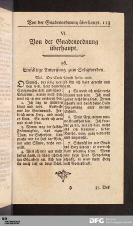 VI. Von der Gnadenordnung überhaupt.