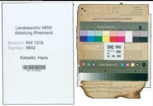 Entnazifizierung Hans Kabelitz , geb. 09.10.1906 (Schlosser)