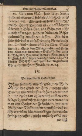 IV. Der unerwarte Todtesfall.