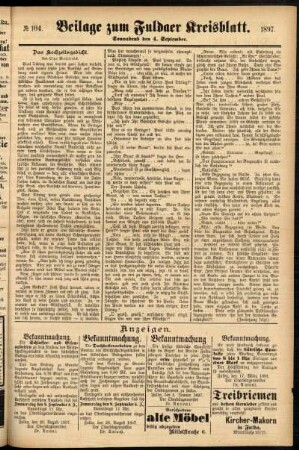 Zweite Ausgabe vom Samstag, den 04. September 1897.