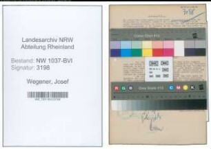 Entnazifizierung Josef Wegener , geb. 27.10.1902 (Angestellter)
