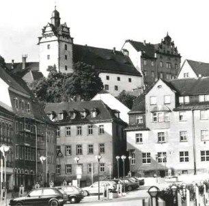 Colditz. Markt. Blick zum Schloss