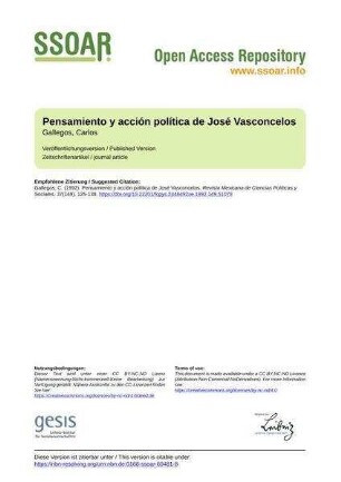 Pensamiento y acción política de José Vasconcelos