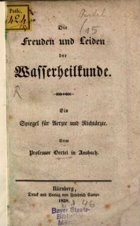 Die Freuden und Leiden der Wasserheilkunde