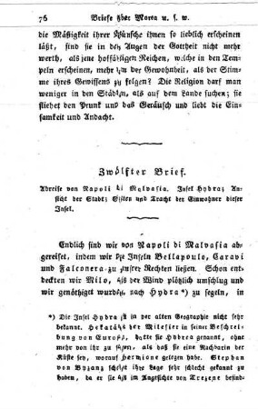 Abreise von Napoli di Malvasia. Insel Hydra; Ansicht der Stadt; Sitten und Tracht der Einwohner dieser Insel.