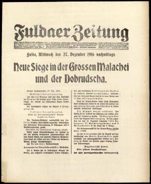 Ausgabe vom Mittwoch, den 27. Dezember 1916.