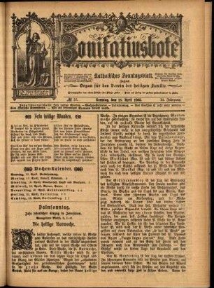 Erste Ausgabe vom Sonntag, den 16. April 1905.