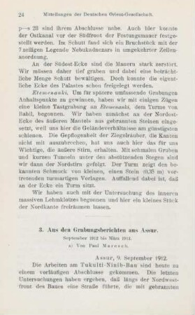 3. Aus den Grabungsberichten aus Assur