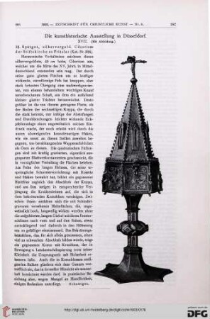 Die kunsthistorische Ausstellung in Düsseldorf, [17]: 33. Spätgot., silbervergold. Ciborium der Stiftskirche zu Fritzlar (Kat.-Nr. 395)