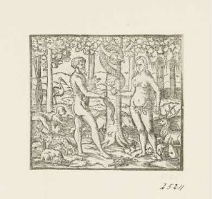 Sündenfall, aus: Ambrosius Lobwasser, "Biblia / Darinnen die Summarien aller Capittel der gantzen heiligen Schrifft", Leipzig 1584, S .3