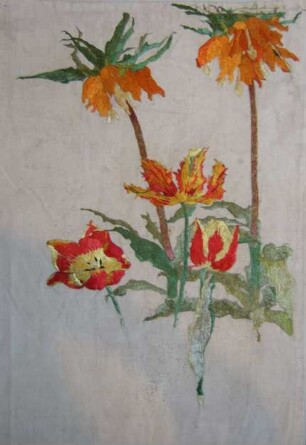 Blumenbild mit Kaiserkronen und Tulpen