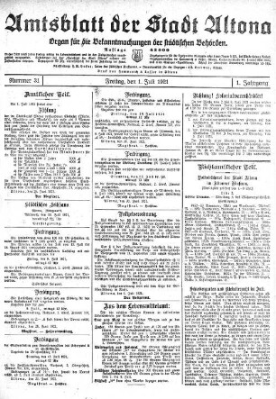 Nummer 31 : Freitag, den 1. Juli 1921