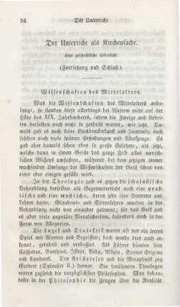 54-86 Der Unterricht als Kirchensache : eine geschichtliche Übersicht (Fortsetzung und Schluß)
