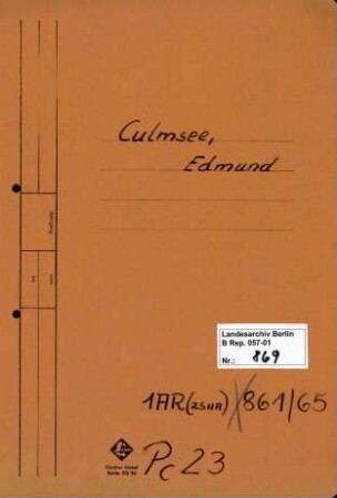 Personenheft Edmund Culmsee (*16.10.1898), Amtsrat