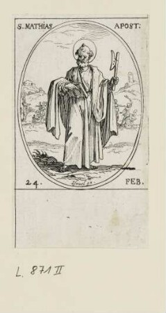 Feburar - Heiliger Matthias, Apostel, Blatt 16 der Folge "Les images de tous les saincts et saintes de l'année"