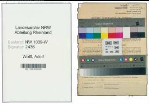 Entnazifizierung Adolf Wolff , geb. 15.12.1895 (Kriminalsekretaer)