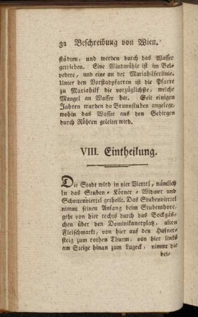 VIII. Eintheilung.