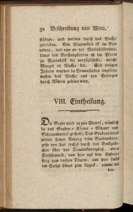 VIII. Eintheilung.