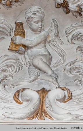 Putti : Putti als Allegorien der Elemente : Putto mit Turm als Allegorie der Erde