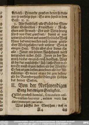 II. Von der Nothwendigen Sorg der ewigen Seeligkeit.