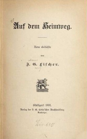 Auf dem Heimweg : neue Gedichte