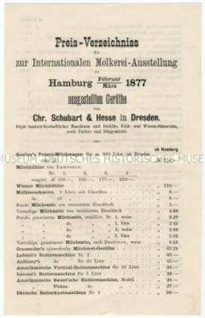 Preisverzeichnis