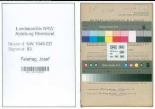 Entnazifizierung Josef Feiertag , geb. 17.01.1901 (Musiklehrer)