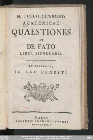 M. Tullii Ciceronis Academicae Quaestiones
