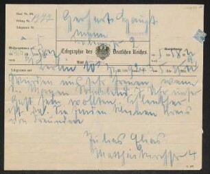 Brief von Julius Elias an Gerhart Hauptmann