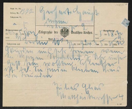 Brief von Julius Elias an Gerhart Hauptmann