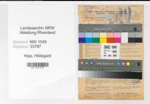 Entnazifizierung Hildegard Hipp , geb. 26.11.1909 (Postassistentin)