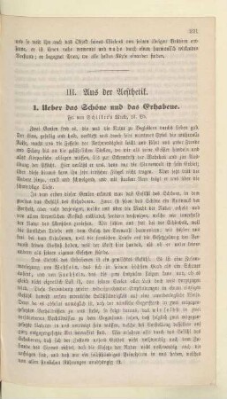 III. Aus der Aesthetik