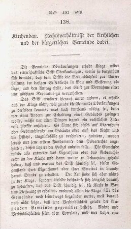 138. Kirchenbau. Rechtsverhältnisse der kirchlichen und der bürgerlichen Gemeinde dabei.