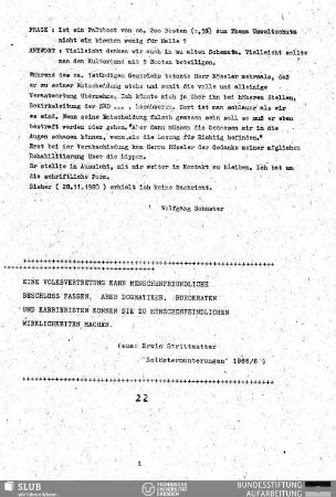 Eine Volksvertretung kann menschenfreundliche Beschlüsse fassen, ...