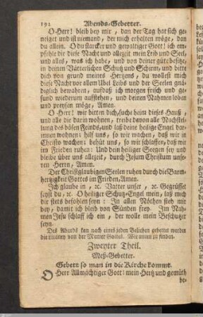 Zweyter Theil: Meß-Gebetter.