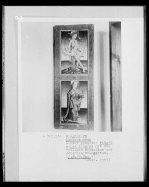 Linker Flügel eines Altars: Die Heiligen Sebastian und Johannes Evangelist