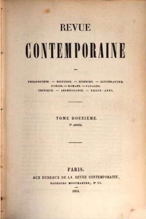 Revue contemporaine. 12 = A. 2. 1854