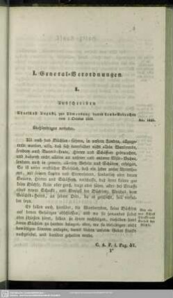 I. General-Verordnungen
