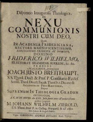 Diss. inaug. theol. de nexu communionis nostri cum Deo