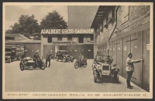 Ansichtskarte "Adalbert Gross-Garagen", Adalbertstraße 15