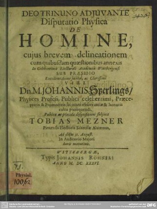 Disputatio physica de homine