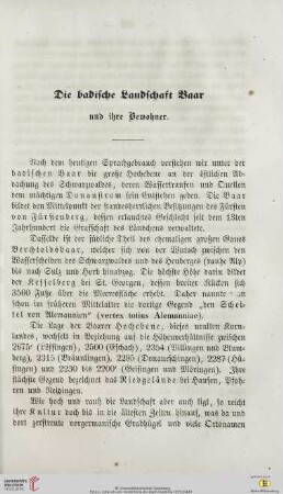 1: Die badische Landschaft Baar und ihre Bewohner