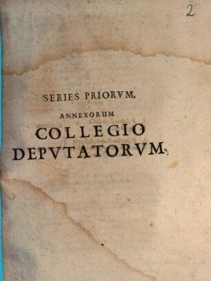 Series priorum annexorum Collegio Deputatorum