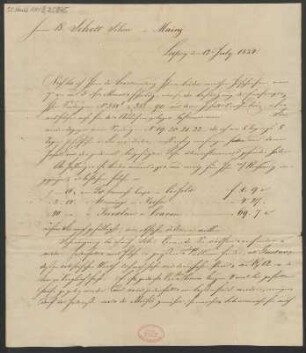 Brief an B. Schott's Söhne : 12.07.1834
