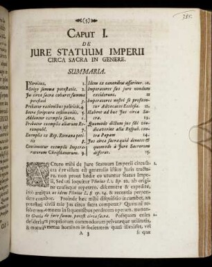 Caput I. De Jure Statuum Imperii Circa Sacra In Genere.